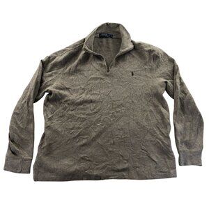 Polo Ralph Lauren Mens Sweater Large Long Sleeve Quarter-Zip Pullover Brown Knit